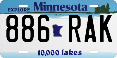 MN license plate 886RAK
