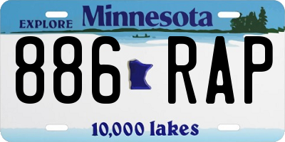 MN license plate 886RAP
