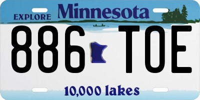 MN license plate 886TOE