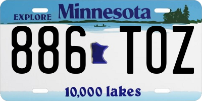 MN license plate 886TOZ