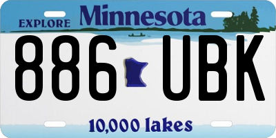 MN license plate 886UBK