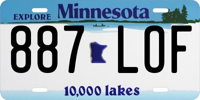 MN license plate 887LOF