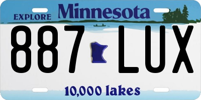 MN license plate 887LUX