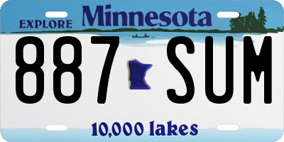 MN license plate 887SUM