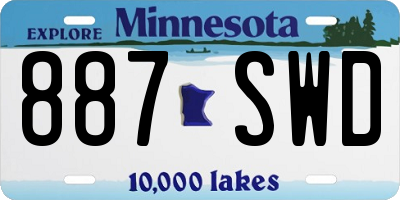 MN license plate 887SWD