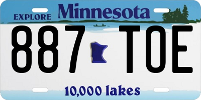 MN license plate 887TOE