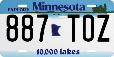 MN license plate 887TOZ