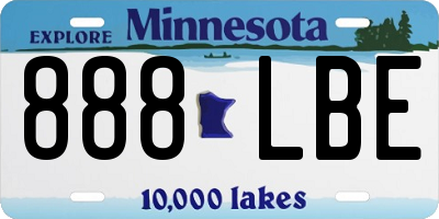MN license plate 888LBE