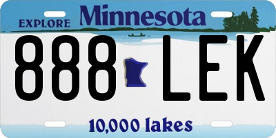 MN license plate 888LEK