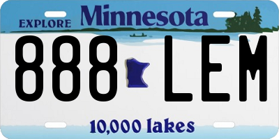 MN license plate 888LEM