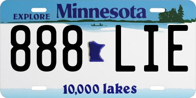 MN license plate 888LIE