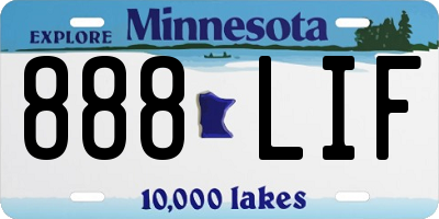 MN license plate 888LIF