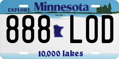 MN license plate 888LOD