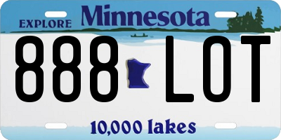 MN license plate 888LOT