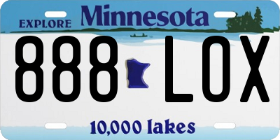 MN license plate 888LOX