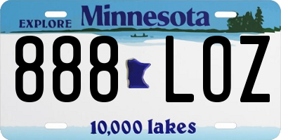 MN license plate 888LOZ