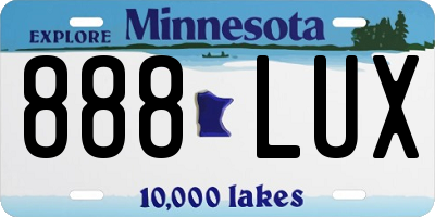 MN license plate 888LUX