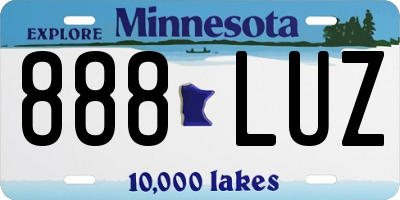MN license plate 888LUZ