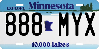 MN license plate 888MYX