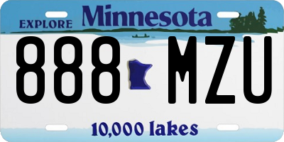 MN license plate 888MZU