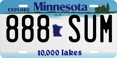 MN license plate 888SUM