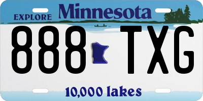 MN license plate 888TXG