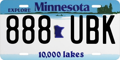 MN license plate 888UBK