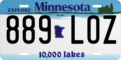 MN license plate 889LOZ
