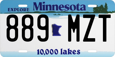 MN license plate 889MZT