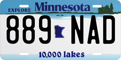 MN license plate 889NAD