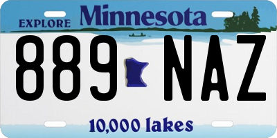 MN license plate 889NAZ