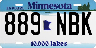 MN license plate 889NBK