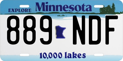 MN license plate 889NDF