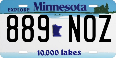 MN license plate 889NOZ