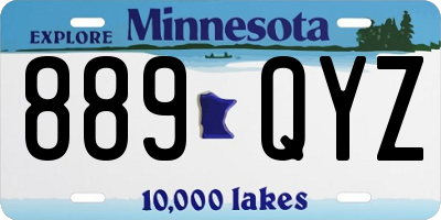 MN license plate 889QYZ