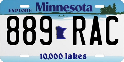 MN license plate 889RAC
