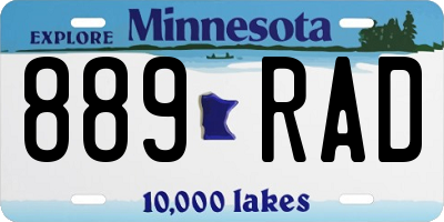 MN license plate 889RAD