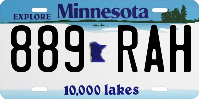 MN license plate 889RAH