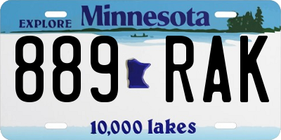 MN license plate 889RAK