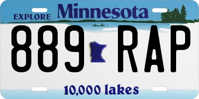 MN license plate 889RAP