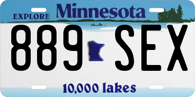 MN license plate 889SEX