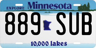 MN license plate 889SUB