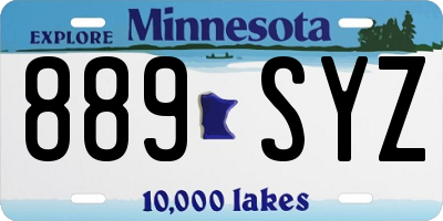 MN license plate 889SYZ