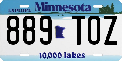 MN license plate 889TOZ