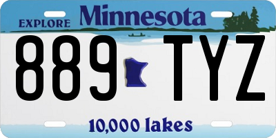 MN license plate 889TYZ