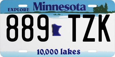 MN license plate 889TZK