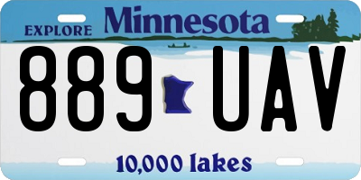 MN license plate 889UAV
