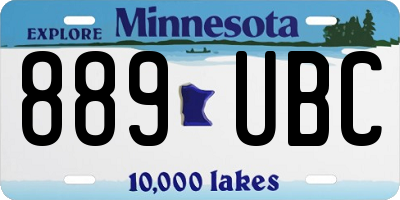 MN license plate 889UBC