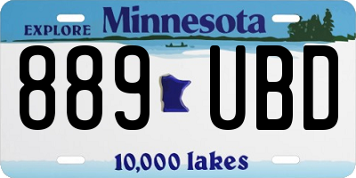 MN license plate 889UBD
