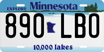 MN license plate 890LBO